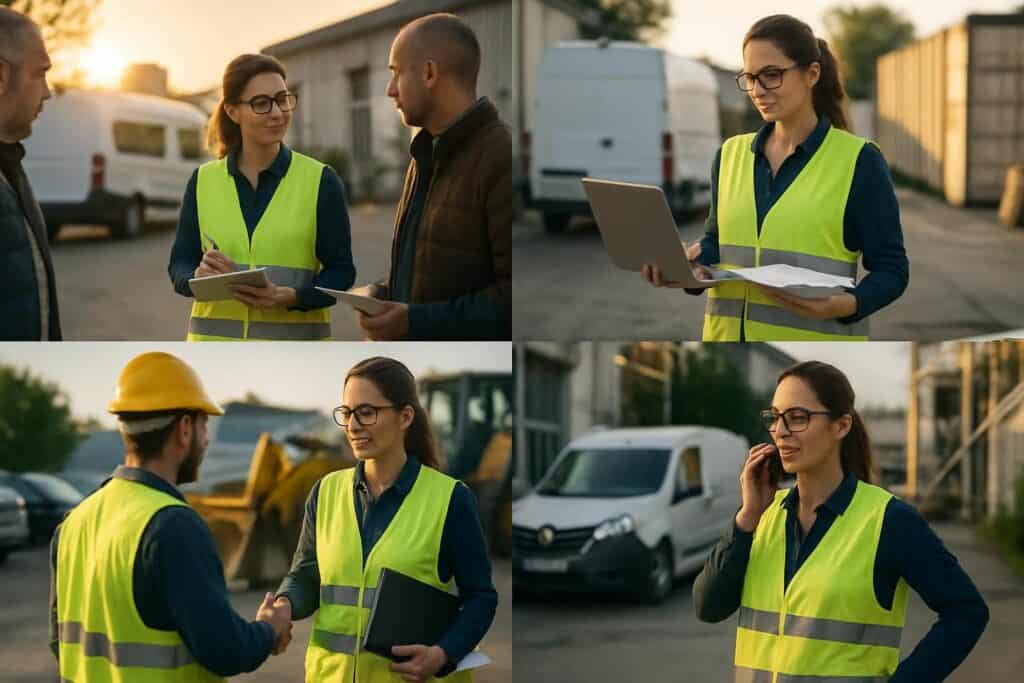 École du Soin, formation en sécurité industrielle, équipe de professionnels en vestes de sécurité ja.